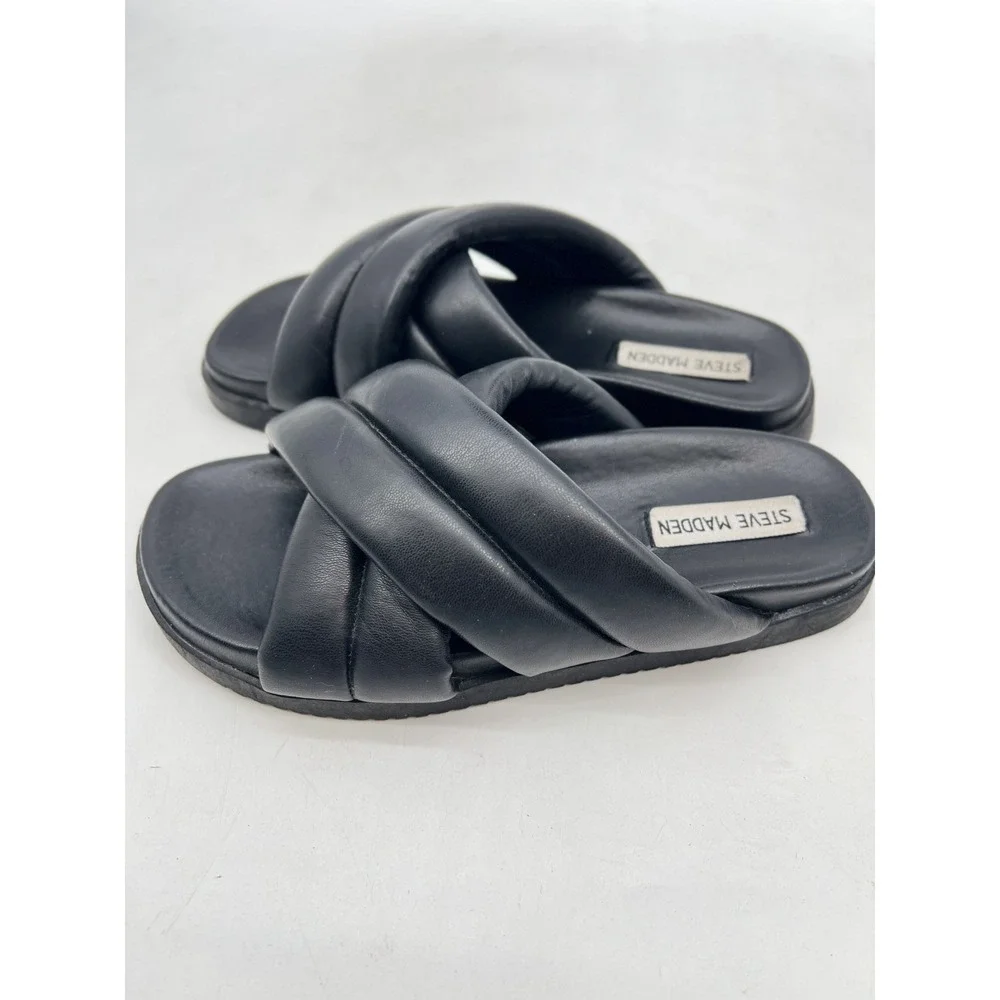 Steve Madden Women Motte Crisscross Slip On Sandals, Black Size 7